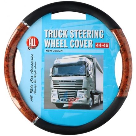 DISCONTINUED ALL RIDE DARK WOOD/BLACK STEERING WHEEL COVER 44-46CM