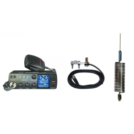 Deluxe CB Radio Kit - Intek M-899 CB Radio + Chrome Tornado Mini Antenna + Mirror Mount