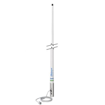 Shakespeare 5120-S -  2.4M White Gloss Fibreglass Antenna, AM/FM, 1"-14 SS Ferrule 4.6M RG62 Cable, Motorola Type Plug Fitted (Matches 5101-S)