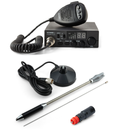 Discontinued Moonraker Minor II Plus 80ch 12v/24v CB Radio + Mini Mag Antenna + U-PLUG - CB Radio Kit 