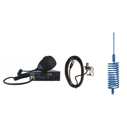 CB Radio & Antenna Kit - Moonraker Minor II Plus 80ch 12v/24v CB Radio + Blue Tornado Antenna + Rail Mount (CB Kit)