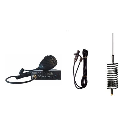 CB Radio & Antenna Kit - Moonraker Minor II Plus 80ch 12v/24v CB Radio + Black Tornado CB Antenna + Roof Stud Mount (CB Kit)