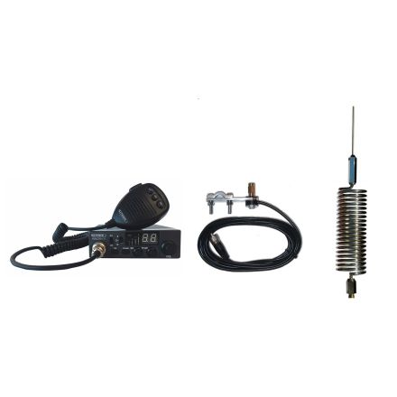 CB Radio & Antenna Kit - Moonraker Minor II Plus 80ch 12v/24v CB Radio + Chrome Mini Tornado Antenna + Mirror Mount (CB Kit)