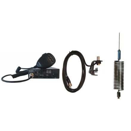 CB Radio & Antenna Kit - Moonraker Minor II Plus 80ch 12v/24v CB Radio + Chrome Mini Tornado Antenna + Gutter Mount (CB Kit)