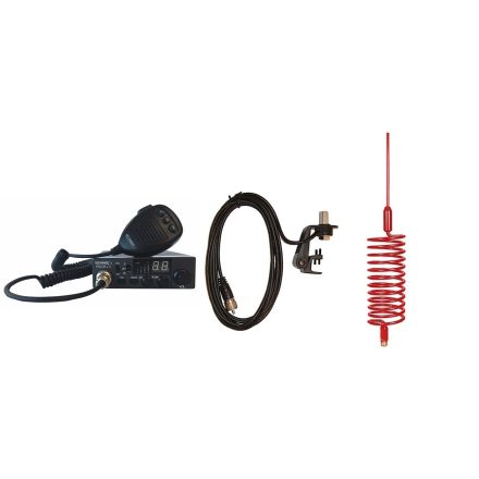 CB Radio & Antenna Kit - Moonraker Minor II Plus 80ch 12v/24v CB Radio + Red Tornado Antenna + Gutter Mount (CB Kit)