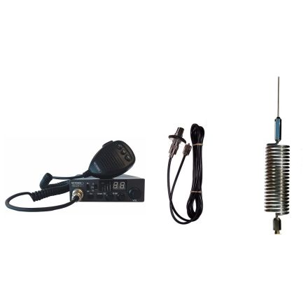 CB Radio & Antenna Kit - Moonraker Minor II Plus 80ch 12v/24v CB Radio + Chrome Mini Tornado Antenna + Roof Stud Mount (CB Kit)