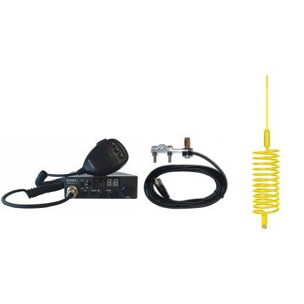 CB Radio & Antenna Kit - Moonraker Minor II Plus 80ch 12v/24v CB Radio + Yellow Tornado CB Antenna + Mirror Mount (CB KIT)