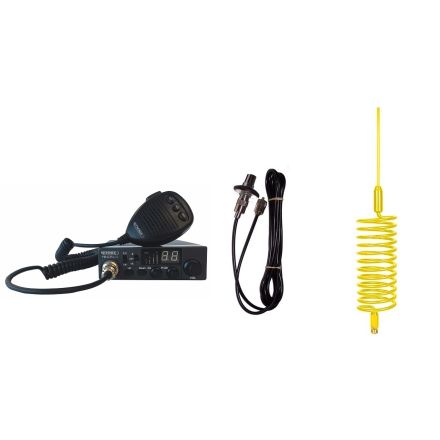 CB Radio & Antenna Kit - Moonraker Minor II Plus 80ch 12v/24v CB Radio + Yellow Tornado CB Antenna + Roof Stud Mount (CB KIT)