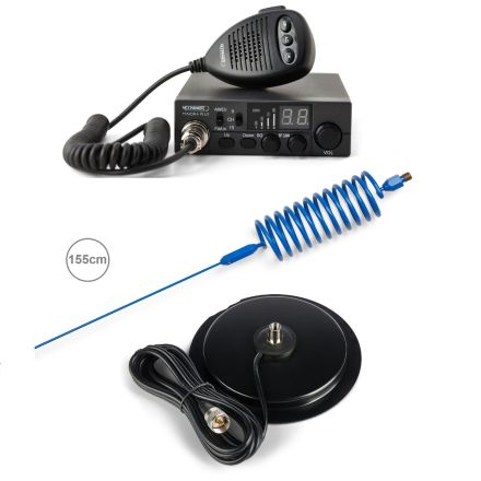 CB Radio & Antenna Kit - Moonraker Minor II Plus 80ch 12v/24v CB Radio + Blue Tornado Antenna + 7" Mag Mount (CB Kit)