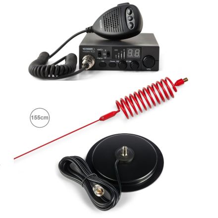 CB Radio & Antenna Kit - Moonraker Minor II Plus 80ch 12v/24v CB Radio + Red Tornado CB Antenna + 7" Mag Mount (CB Kit)