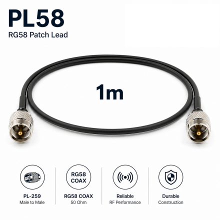 RG58 Patch Lead - 1 Metre (PL259 to PL259)