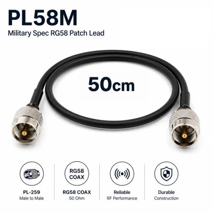 0.5 Metre (50cm) RG58 Patch Lead (PL259 to PL259) (Military Spec)