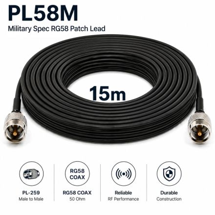 PL58M-15M - 15M (Military Spec) RG58 Patch Lead