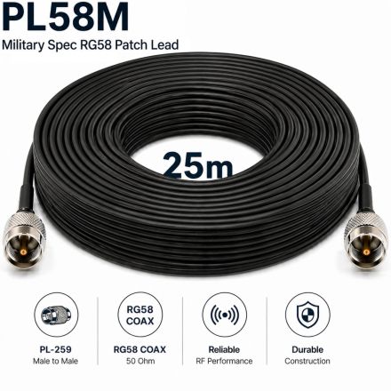 PL58M-25M - 25M (Military Spec) RG58 Patch Lead