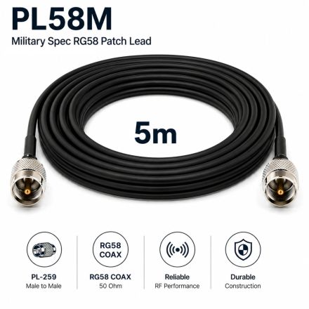 PL58M -5M - 5M (Military Spec) RG58 Patch Lead