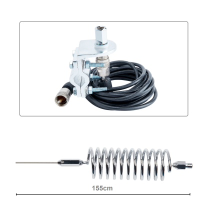 CB Aerial Kit - Chrome Tornado Stinger & Rail Mount (Complete Offer)
