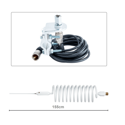 CB Aerial Kit - White Tornado Stinger & Rail Mount (Complete Offer)