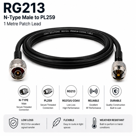 CS PREMIUM 1M RG213 PL259 TO N-TYPE MALE PATCH LEAD