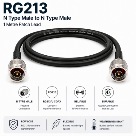 CS PREMIUM 1M RG213 N-TYPE MALE TO N-TYPE MALE PATCH LEAD