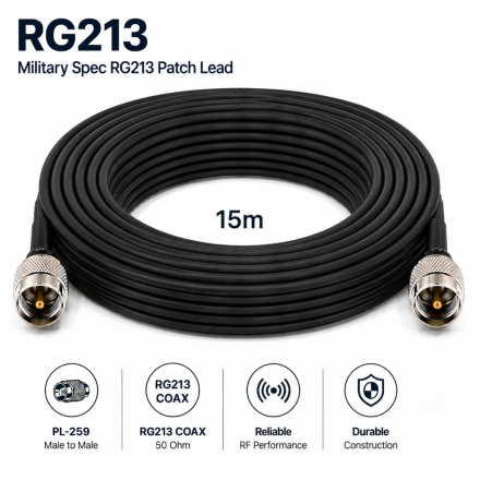 CS PREMIUM - 15M (Quality Military Spec) RG213 Patch Lead 